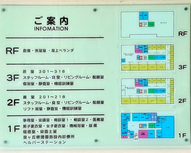 【施設案内板】　居室での面会が可能です